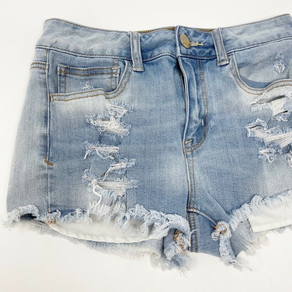 American Eagle Hi Rise Shortie Jean Shorts 2 - Picture 4 of 9